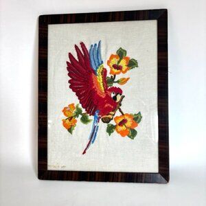 1940s Vintage Tucan Parrot Tropical Crewel